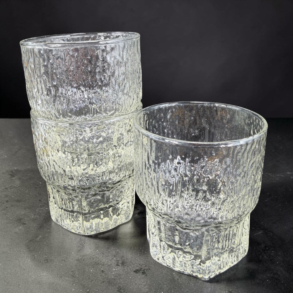 Iittala Aslak Double Old Fashioned Glasses Set of 3 Tapio Wirkkala Finland 4in